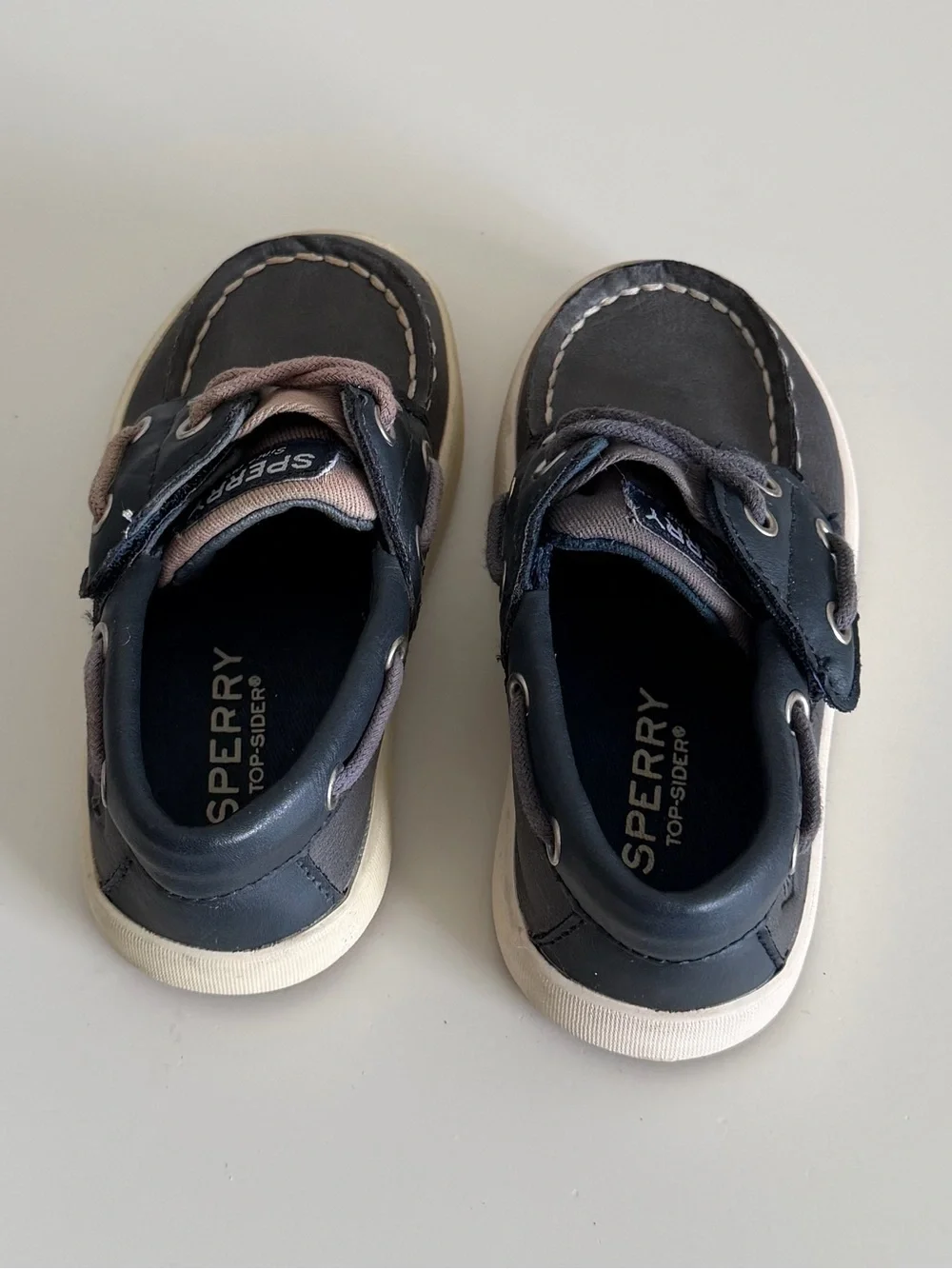Sperry Kids Navy and Tan Moccasin Boat Shoes